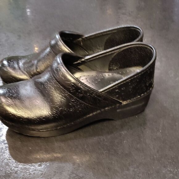 Dansko Black Floral Embossed Clogs - Picture 3 of 6